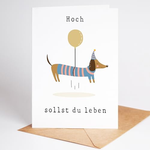 Lovely Cards - Hoch sollst du leben - Dackel - lustige Geburtstagskarten für Frauen Männer - Mann Frau - Geburtstagskarte lustig - lustige Geburtstagsgeschenke - A6 (Klappkarte) 40. Jahre 30. Jahre