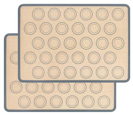 Tappetino da Forno,2 PCS Tappetino da Forno in Silicone, Carta Forno Riutilizzabile Antiaderente e Sicura per Gli Alimenti,per Forno per Biscotti, Amaretti e Pasticcini(42 x 29,5 cm)