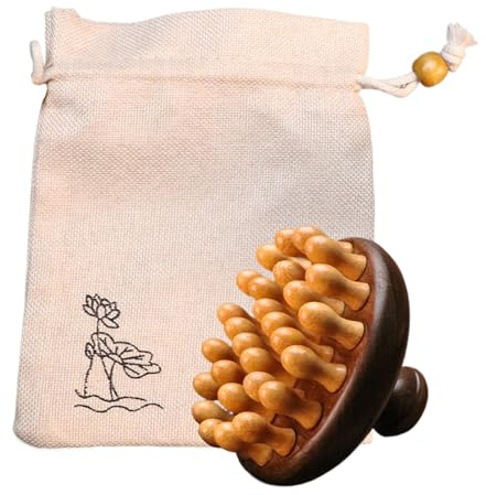 Masseur du cuir chevelu en bois - masseur de tête en bambou naturel, outil de main-d'œuvre relaxant | Stimule le cuir chevelu et favorise la croissance des cheveux, la brosse de massage en bois durabl