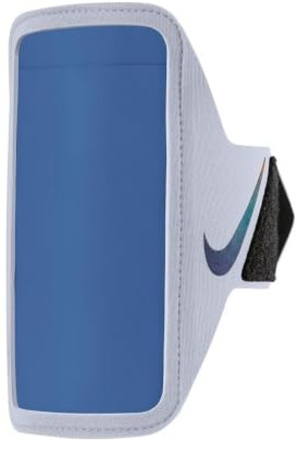 Nike Lean Armband Plus Smartphone Sports Armband Running Fitness Jogging Phone Holder Armband Reflective Running Accessories, Ghost/Black/Comet Blue, One Size