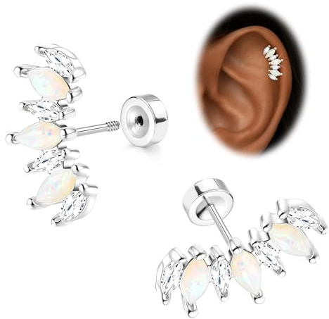 Morfetto Helix Piercings Chirurgenstahl Gold/Silver 16G - Flatback Medizinische Ohrstecker Hypoallergen 14K Vergoldet Chirurgenstahl Ohrringe Labret Tragus Conch Knorpel Piercing Ohr für Damen