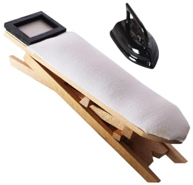 Toddmomy Mini Ferro Da Stiro in Legno e Lega Mini Tavolo Da Stiro e Giocattolo Per Ragazzo Ragazza Adornamento Creativo Ed Elegante Per Casa Delle Bambole