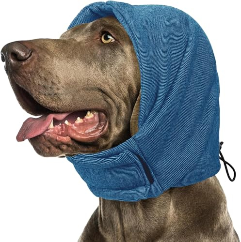 XFSRG Gehörschutz Hund Ohrenschutz Hundemütze Kapuzenform Verstellbares Wintermützen für Haustiere Wasserdichter Hunde-Ohrenschützer für Kleine Mittelgroße Große Hunde(Blau-S)