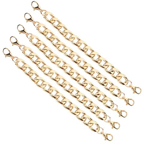 ANKROYU 5 Stück robuste Doppelkopf-Schnallenkette aus Eisen zum Selbermachen, verstellbarer Riemen für Handyhüllen, Modeschmuck, Zubehör für Kleidung, Haustierhalsband, handgeferti (Gold)