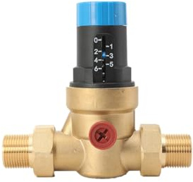 Reductor de presión de agua de 3/4 pulgadas, rosca exterior DN20, con filtro de malla, válvula de presión de agua de latón para regular la presión del agua, rango de ajuste de 0 – 6 bar, -25 – 70 °C