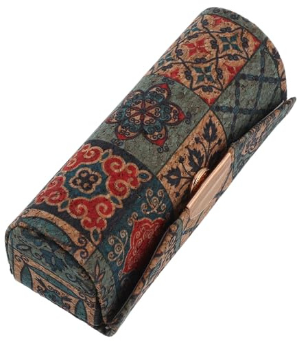 Mobestech Étui Porte-Rouge à Lèvres Vintage en Liège avec Miroir Intégré Organiseur de Maquillage Portable Rouge à Lèvres Trousse de Voyage pour Cosmétiques Protection Anti-Rayures