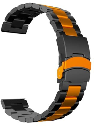Titanarmband 22mm for Huawei GT6 GT5 pro 46mm Klockarmband Länkarmband for Huawei Watch 5 4 3 2 Ultimate Band(Black Orange,For GT6 Pro 46mm)