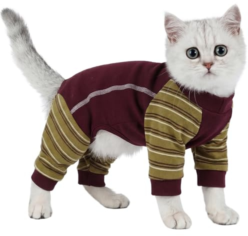 Cat Onesie, kattjackor endast för katter kappa för att stoppa övergrooming återhämtningsdräkt kirurgi kostym (röd, XL)