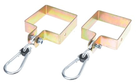 Aqbau Set di 2 morsetti per altalena da 120 x 120 mm, per travi in legno da 12 x 12 cm, gancio per altalena con moschettone, morsetto quadrato per sedia sospesa e giardino