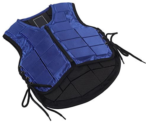 Gilet D'équitation pour Enfants, Confortable, rembourré en Mousse, Protection Corporelle de sécurité pour L'équitation, Taille Bleue, adapté à Toutes Les Saisons
