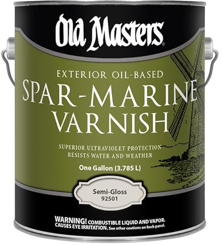 1 Gal Old Masters 92501 Clear Spar-Marine Varnish Oil-Based Exterior Coating, Semi-Gloss