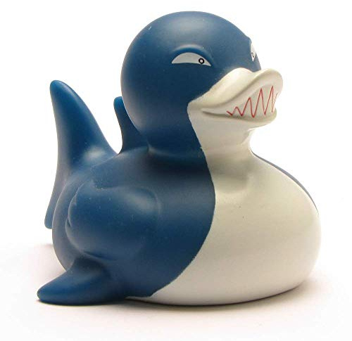 Duckshop I Badeente Hai I Quietscheente I L: 8 cm I Quietscheentchen I Geschenk für Tierfreunde I Präsent Sammler