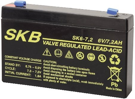 BATTERIA AL PIOMBO RICARICABILE 6V 7A CON FASTON 4.8mm SKB GBC 38620605 per PEGPEREGO