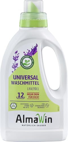 AlmaWin Lessive universelle lavande 6 x 750 ml, 12 lavages, végétalien