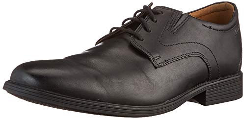 Clarks Whiddon Plain Shoes, Scarpe Stringate Derby Uomo, Black Leather, 43 EU