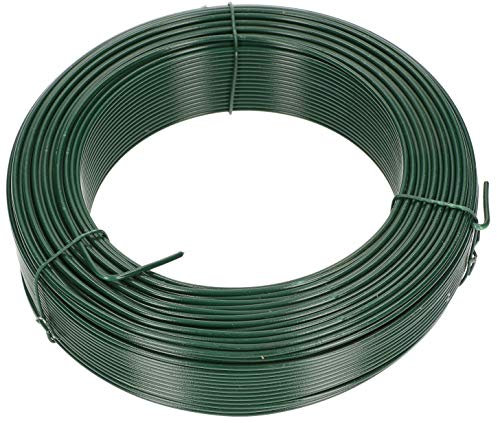Filo da Giardino 2,00 x 100 m Rivestimento in PVC Filo per Piante Verdi Filo per Legare Filo di Tensione Filo per Recinzione Zincato