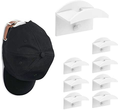 Vicloon Selbstklebende Hut-Organizer, 8 stück Minimalistischer Huthalter für Wandmontage, Cap Halterung Wand, Huthaken für Wandmontage Hut Baseball Kappe Kleiderbügel Veranstalter -Weiß