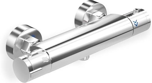 Mitigeur Douche Thermostatique Murale, Raccord G 1/2, Robinet de douche de Baignoire Avec Bouton pour Verrouiller la Température à 38°C, Robinet Thermostatique pour Salle de Bain (1)