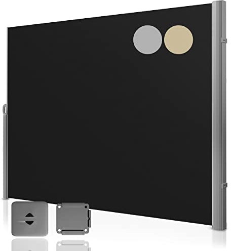 Fianu® Seitenmarkise ausziehbar 200x300 cm Aluminium Sichtschutz Terrasse Senkrechtmarkise außen Windschutz Balkon Trennwand Garten Standmarkise (Schwarz)
