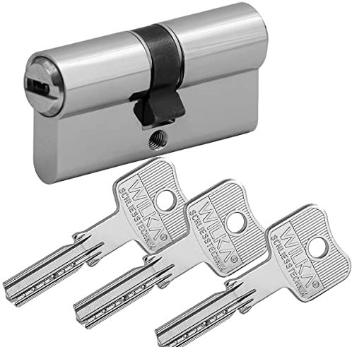 WILKA Wendeschlüssel Doppelzylinder Halbzylinder Knaufzylinder - Einzelschließung oder Gleichschließung - alle Längen 26/26 bis 60/60 bzw. 10/26 bis 10/90 - inkl. 3 Schlüssel (VS NGF 26/35)