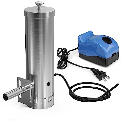 Cold Smoke Generator with Lid & Air Pump, Portable Electric BBQ Smoker, Wood Pellets Outdoor Smoker, Grill Accessory Barbecue Tools for Meat Vegetable, Hot & Cold Smoking, Stainless Steel