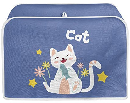 Dajingkj Tostadora azul cubre 2 rebanadas de ranura ancha lindo tostador cubierta bolsa con colgador para cocina a prueba de polvo huellas dactilares y protección contra la grasa anti-sputtering