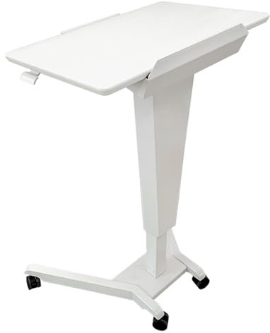 YVYKFZD Mobiles Laptop stehpult, höhenverstellbare Rednerpult, tragbare Kirchenpodium mit Rädern, einfache Montage für Klassenzimmer, Büro, Sitz-Steh Laptoptisch (Color : Wit)