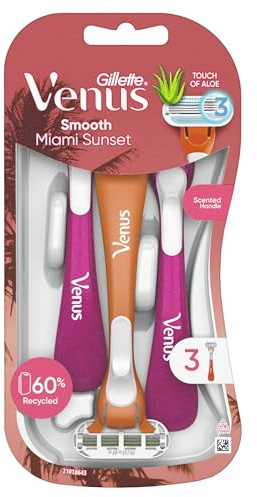 Gillette Venus Miami Sunset Smooth Sensitive Afeitadora Desechable para Mujer Aloe Vera X 3