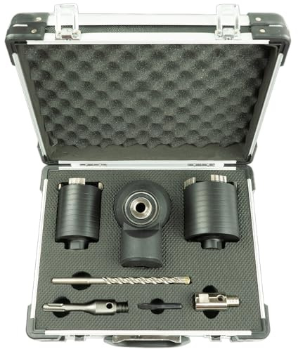 WEFARU Profi Diamant Dosensenker Set Ø 68 & 82 mm inklusive Staubabsaugung - Staubarmes Bohren von Kalksandstein, Mauerwerk, Ziegel, etc