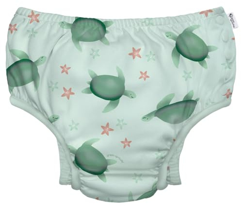 green sprouts Eco Snap Swim Diaper with Gussets - Light Sage Turtle - 24mo