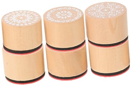 BELLIFFY 6 Stück Holzstempel Für Knete Vintage Mandala Stempel Scrapbook Stempel Bastelstempel Holzprägestempel Holzwochenstempel Kleine