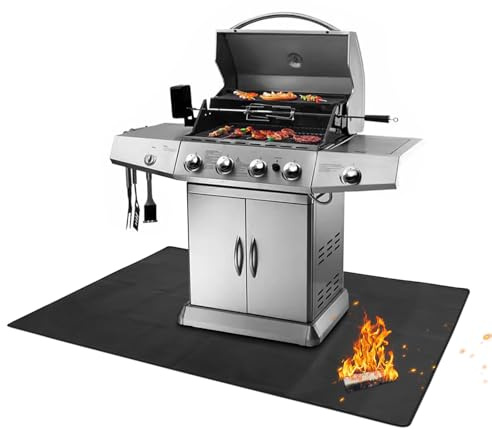 Ejoyous Golvskydd Grillmatta 193 x 132 Cm, Utomhus Brandsäkert Undergolv Grillmatta Golvskyddsmatta Extra Stor Undergolv
