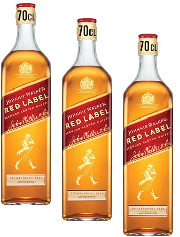 Johnnie Walker Red Label | Blended Scotch Whisky | 40% vol | 70cl | Iconic Scottish Whisky Enjoy Neat or in Mixed Drinks | Blended from up to 35 Whiskies | Notes of Smoke | Cinnamon & Honey