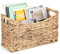 TOLIDA Revistero estable de jacinto de agua, cesta de almacenamiento tejida, soporte para archivos con asa, cesta de mimbre para libros, revistas, papeles como regalo, decoración 43 x 16 x 25 cm