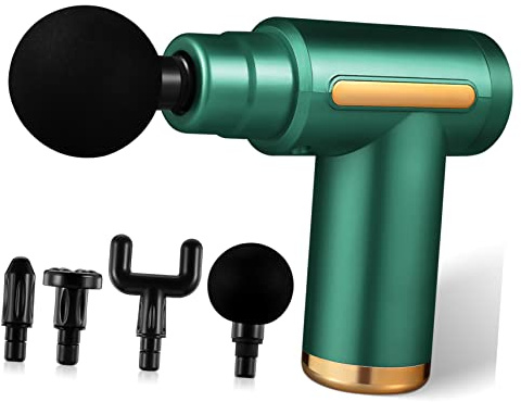 INOOMP Usb Kleiner Massagegerät Muskelmassagegerät Tragbares Tiefengewebe Perkussionsgerät Mit 4 Aufsätzen Leiser Betrieb Muskelentspannung Für Sport Und Alltag