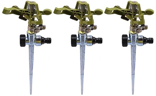 Janasiba Spruzzatore girevole a 360 gradi, per prato, giardino, giardino, giardino, golf, erba, impulso metallico, punte per irrigatore d'acqua