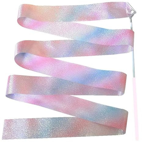 FJOADNVM Tanzbänder Turngeräte Regenbogenstab Trainingsgerät Drehstab Tanzband Ballett-Streamer Turnbänder(Pink)