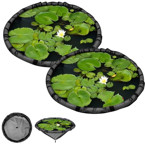 Schwimmende Pflanzinsel Rund, 2 Stück Schwimmender Pflanzenschutz, Teich Pflanztopf Schwimmend, Schwimmende Insel Pflanzenschutz, Treibende Gartenteich Insel, für Wasserspiele, Garten, Teich (60cm)
