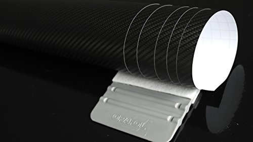 Könighaus (7,89/m2) Schwarz 3D Carbon Autofolie 200 x 152 cm mit Luftkanälen + Gratis Rakel inkl. Anleitung