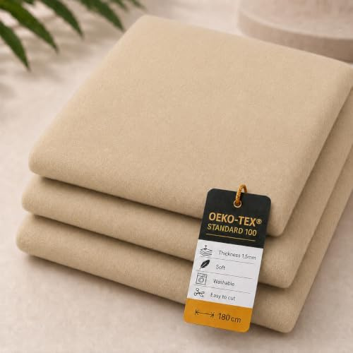 StoffBook beige 2mm Filzstoff Rolle, Bastelfilz zum Nähen, Basteln & Sticken, dicker Filz für Taschen, Innenverkleidung, Auto, Bastelvlies, Stoffbahn, vielseitiges Meterware ab 50cm, b498