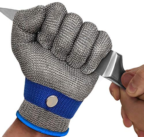 MAFORES Cut Resistant Glove Level 9 Stainless Steel Wire Metal Mesh Butcher Safety Work Glove for Meat Cutting, Fishing, Latest Material (Extra Extra Large)