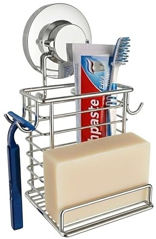 Bathika Toothbrush Holder Suction Cup Wall Mounted Toothpaste and Toothbrushes Holder with Powerful Vacuum or Adhesive System Rustproof Stainless Steel Organizer Electric Toothbrush (Tumbler)