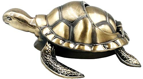 Vintage Windproof Ashtray with Lid Metal Creative Turtle Cigarettes Ashtray for Outdoor Indoor Decorative Ashtray Holder for Home Office Desktop Decor,Bronze