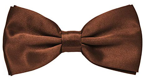 MASADA Herren Fliege Braun glänzend und stufenlos verstellbar, handgefertigt mit Hakenverschluss - 12 x 6 cm 100% Polyester