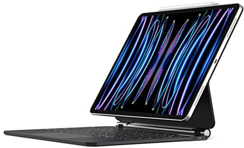 DUX DUCIS [MK Series - Funda con Teclado, diseñada para Apple iPad Air 13 (2024) / iPad Pro 12.9 (2018/2020/2021/2022), Funda de Cuero con Teclado Bluetooth magnético Flotante, Color Negro