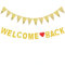 Welcome Back guirnalda + banderín triángulo bandera dorada, bienvenida a la vuelta para aula, decoración escolar, decoración de temporada, decoración