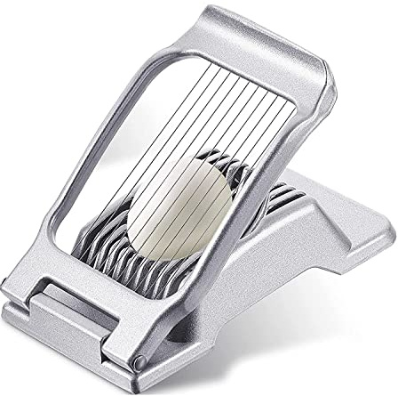JJN Egg Slicer, Egg Cutter for Hard Boiled Eggs, Heavy Duty Aluminium Slicer for Egg Strawberry Mushroom Soft Fruit, Stainless Steel Wires, Dishwasher Safe & Easy to Clean, Silver