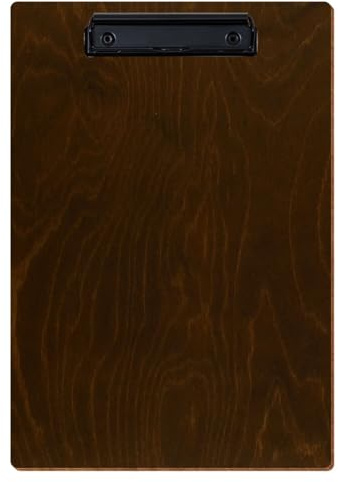 Bütic Holz Klemmbrett Standardform Eiche dunkel für DIN A3 A4 A5 A6 aus 3mm Birkensperrholz und mit widerstandsfähigem Klarlack versiegelt