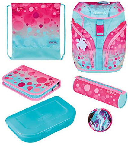 Herlitz Schulranzen SoftLight Plus Greenline Pink Bubbles