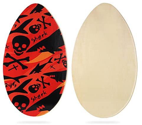 HQO LOVL Skimboard 88,9 cm Skim Board für Kinder und Erwachsene, Holz-Skimboards mit Hochglanz-Mantel für Strand-Skimboards für Anfänger bis Fortgeschrittene (Black Shark)